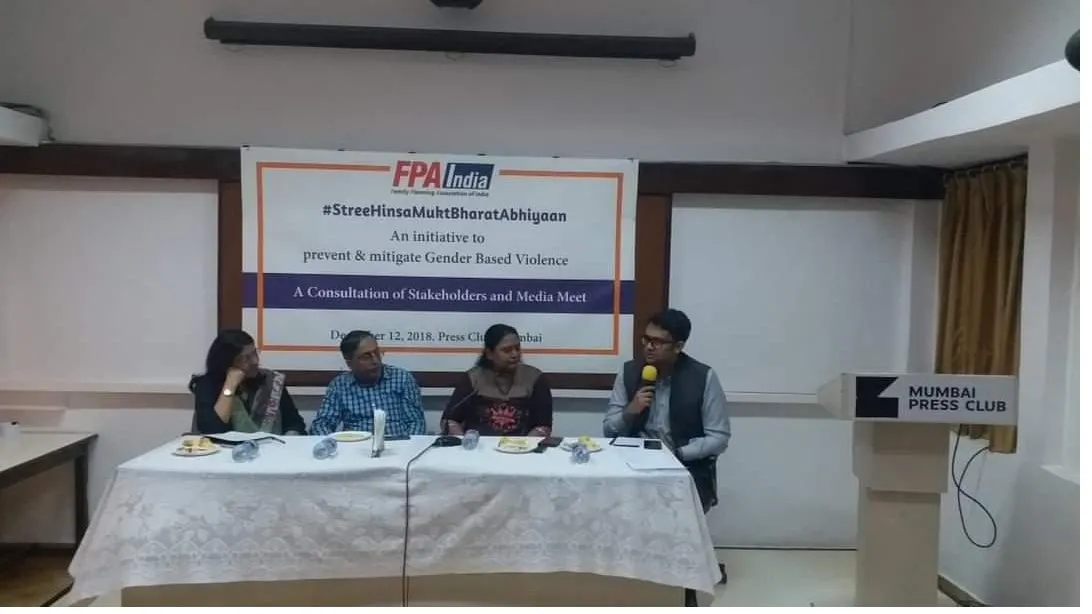 Ramalingam speaking on a panel at the Mumbai Press Club